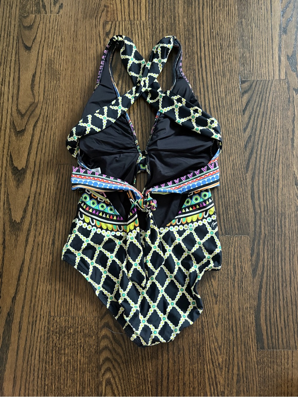 Trina Turk Black One-Piece Swim with Multicolor Tribal Accents - Picture 3 of 7